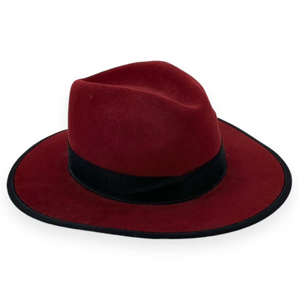 CITY HATS NYC Deep Burgundy Red 100% Wool Rancher Hat